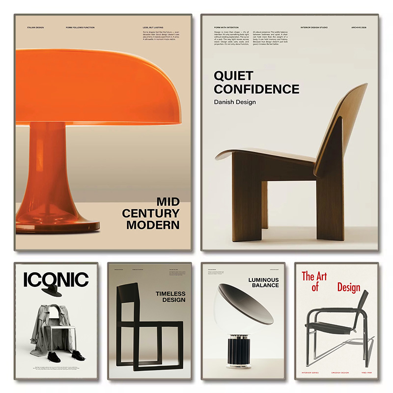 Office Stool - Poster Minimalista Bauhaus con Sedie Iconiche