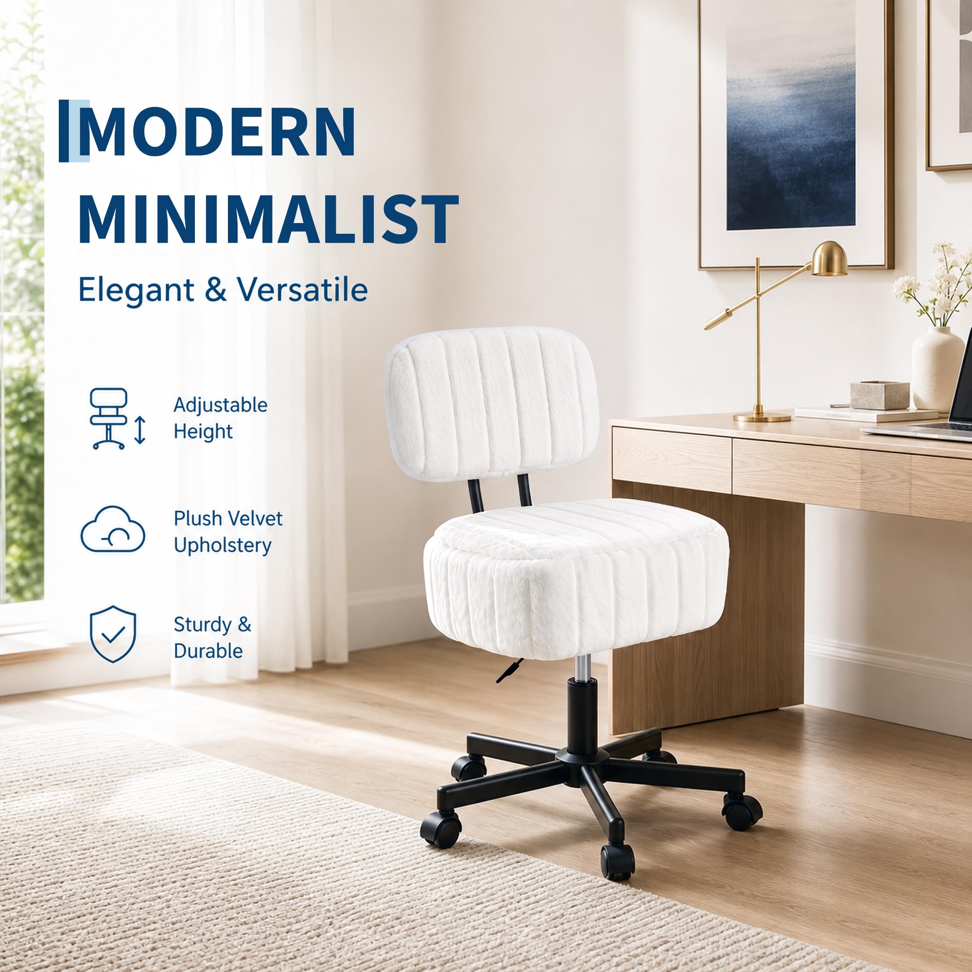 Office Stool - Sedia da toeletta con vano portaoggetti,